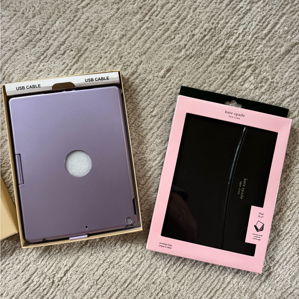 Kate Spade black iPad case and purple keyboard case